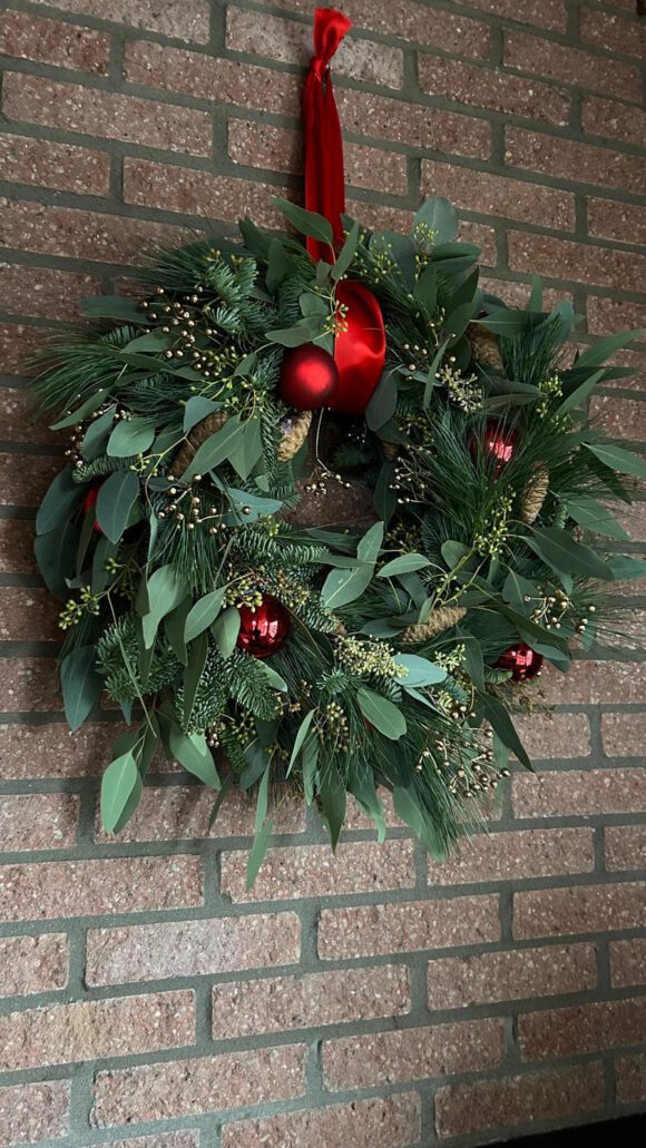 Kerstkrans natuur/goud/rood - Afbeelding 3